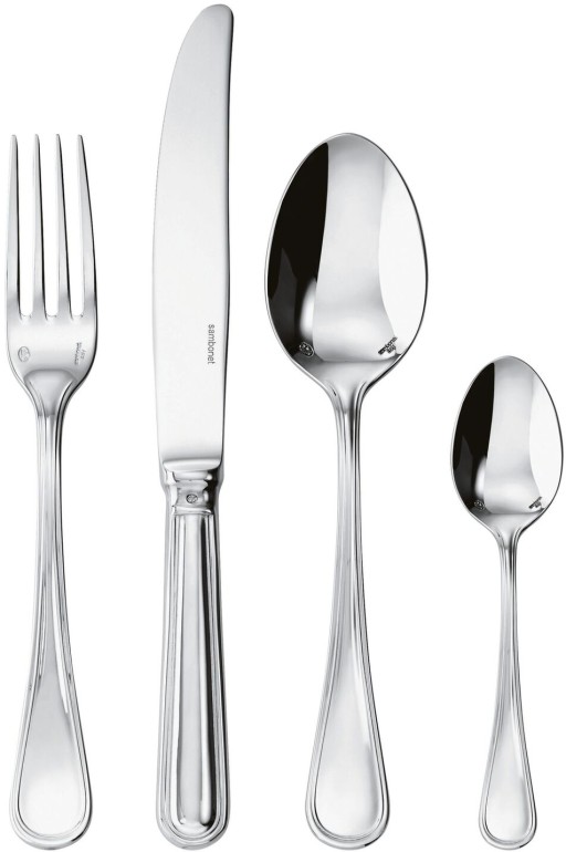 Set tacamuri Sambonet Contour Solid Handle  24 piese  inox placat cu argint