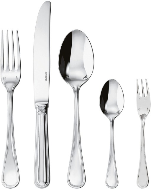 Set tacamuri Sambonet Contour Solid Handle  30 piese  inox placat cu argint