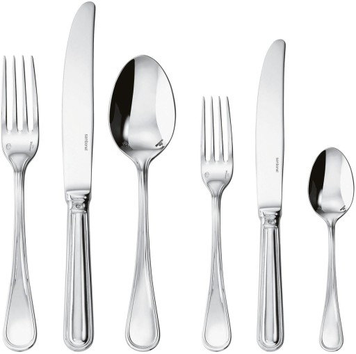 Set tacamuri Sambonet Contour Solid Handle  36 piese  inox placat cu argint