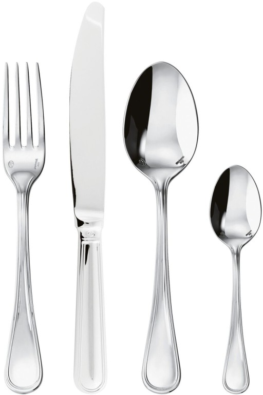 Set tacamuri Sambonet Contour Solid Handle  4 piese  inox placat cu argint