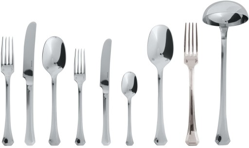 Set tacamuri Sambonet Deco Orfevre Handle  75 piese  inox placat cu argint