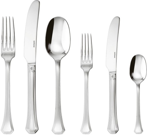 Set tacamuri Sambonet Deco Solid Handle  36 piese  inox placat cu argint
