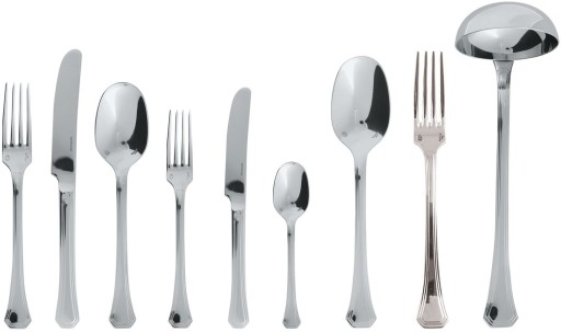 Set tacamuri Sambonet Deco Solid Handle  75 piese  inox placat cu argint