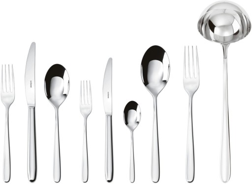 Set tacamuri Sambonet Hannah Solid Handle  75 piese  inox placat cu argint
