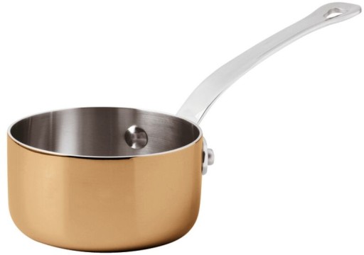 Cratita cu coada Paderno seria 15600 mini  9cm  h4.7cm  inox - cupru