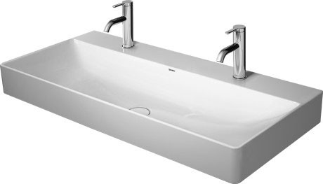 Lavoar dublu Duravit DuraSquare 100cm  finisaj WonderGliss  fara preaplin  cu capac ceramic pentru ventil inclus si finisaj suplimentar
