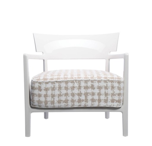 Fotoliu Kartell Cara design Philippe Starck & Sergio Schito  cadru ivory  tapiterie Fancy alb-bej