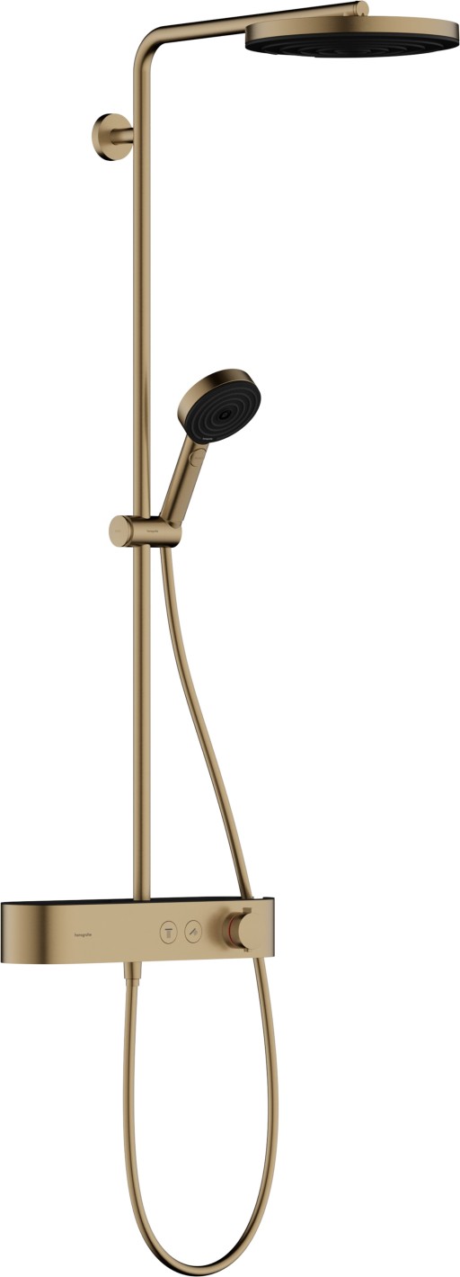 Coloana de dus Hansgrohe Pulsify S 260 1jet EcoSmart  cu baterie termostatata ShowerTablet Select 400  bronz periat
