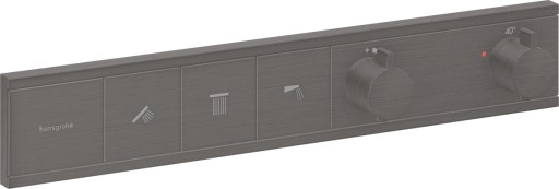 Baterie cada - dus termostatata Hansgrohe RainSelect cu 3 functii  montaj incastrat  necesita corp ingropat  negru periat