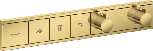 Baterie cada - dus termostatata Hansgrohe RainSelect cu 3 functii  montaj incastrat  necesita corp ingropat  gold optic lustruit