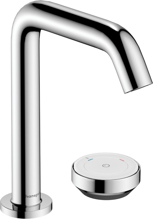 Baterie lavoar Hansgrohe Tecturis S 150 CoolStart EcoSmart+  din doua elemente  montare pe lavoar  actionare rotativa  crom