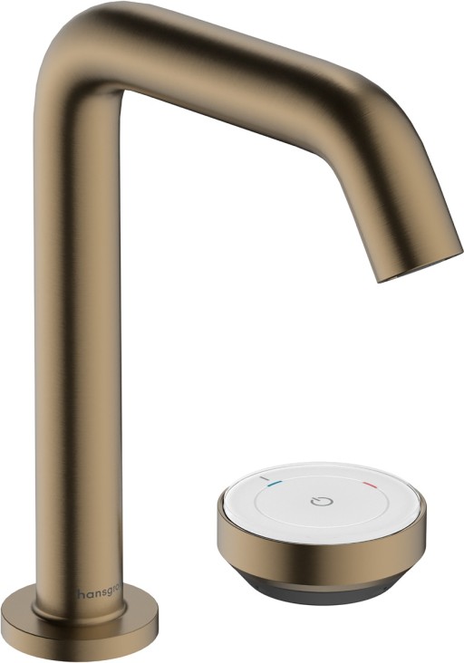 Baterie lavoar Hansgrohe Tecturis S 150 CoolStart EcoSmart+  din doua elemente  montare pe lavoar  actionare rotativa  bronz periat