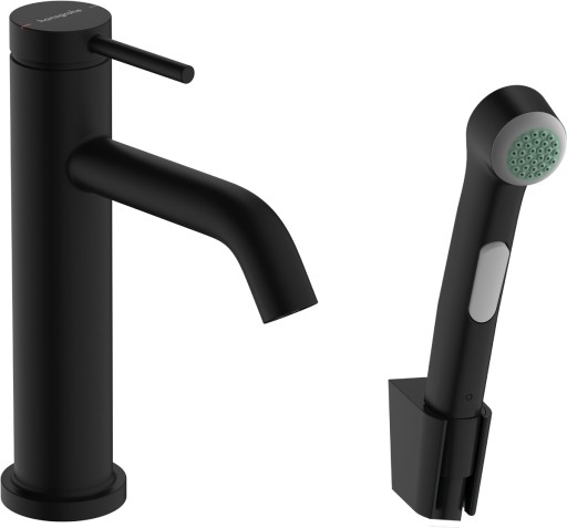 Baterie lavoar Hansgrohe Tecturis S 110 EcoSmart+ cu dus tip bideu pentru igiena intima  fara ventil  negru mat