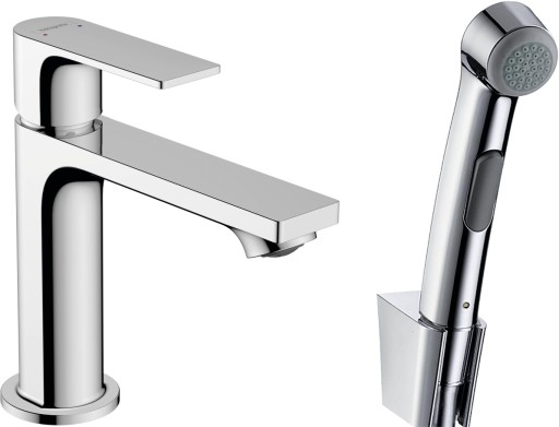 Baterie lavoar Hansgrohe Rebris E 110 EcoSmart cu dus tip bideu pentru igiena intima  fara ventil  crom