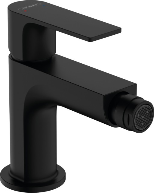 Baterie bideu Hansgrohe Rebris E EcoSmart  ventil metalic pop-up  negru mat