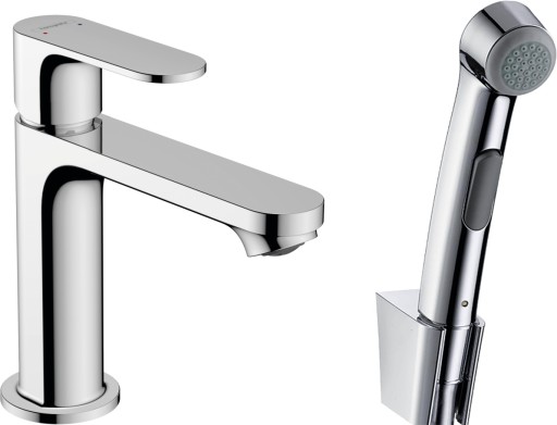 Baterie lavoar Hansgrohe Rebris S 110 EcoSmart cu dus tip bideu pentru igiena intima  fara ventil  crom