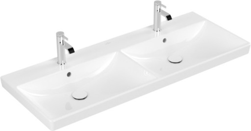Lavoar dublu Villeroy & Boch Avento CeramicPlus 120x47cm cu preaplin  montare pe mobilier  alb Alpin