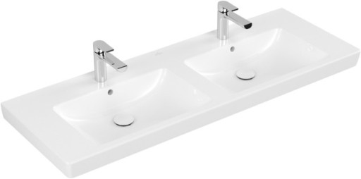 Lavoar dublu Villeroy & Boch Subway 2.0 130cm cu preaplin  montare pe mobilier  alb Alpin
