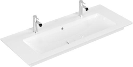 Lavoar dublu Villeroy&Boch Venticello CeramicPlus 120cm cu preaplin  montare pe mobilier  alb Alpin