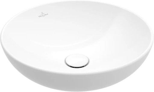 Lavoar rotund tip bol Villeroy & Boch Loop&Friends Ceramic Plus 38cm fara preaplin  material TitanCeram  montare pe blat alb Alpin