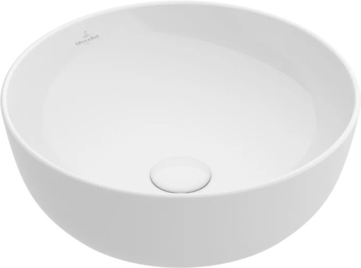 Lavoar tip bol Villeroy & Boch Artis 43cm CeramicPlus  fara orificiu baterie  fara preaplin  montare pe blat  alb Alpin