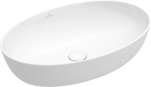 Lavoar tip bol Villeroy & Boch Artis CeramicPlus 61x41cm  fara orificiu baterie  fara preaplin  montare pe blat  alb Alpin