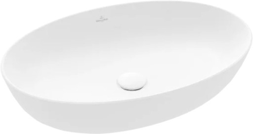 Lavoar tip bol Villeroy & Boch Artis 61x41cm  fara orificiu baterie  fara preaplin  montare pe blat  alb mat