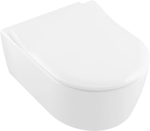 Set vas WC suspendat Villeroy & Boch Avento DirectFlush Ceramic Plus si capac slim cu inchidere lenta  alb Alpin