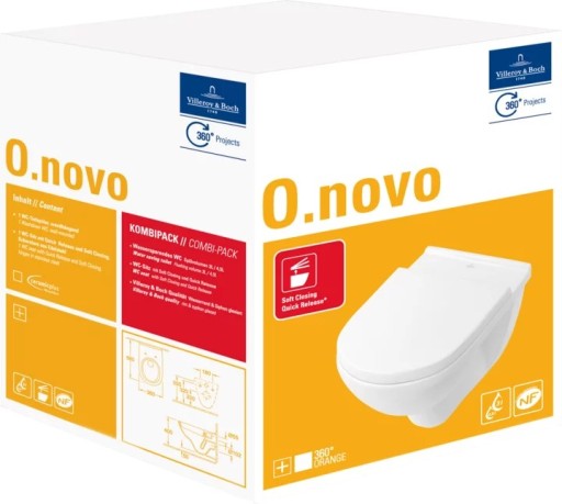 Set vas WC suspendat Villeroy & Boch O.Novo 56x36cm si capac simplu  alb Alpin