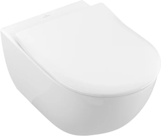 Set vas WC suspendat Villeroy & Boch Subway 2.0 DirectFlush CeramicPlus cu capac slim cu inchidere lenta  alb Alpin