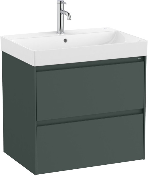 Set mobilier Roca Ona cu dulap baza cu doua sertare 65cm si lavoar  verde mat