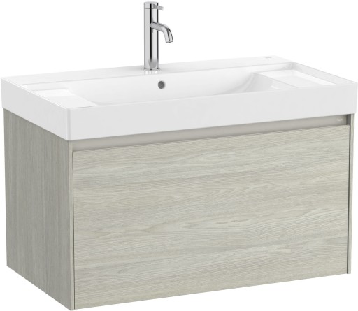 Set mobilier Roca Ona cu dulap baza cu un sertar 80cm si lavoar  stejar alb