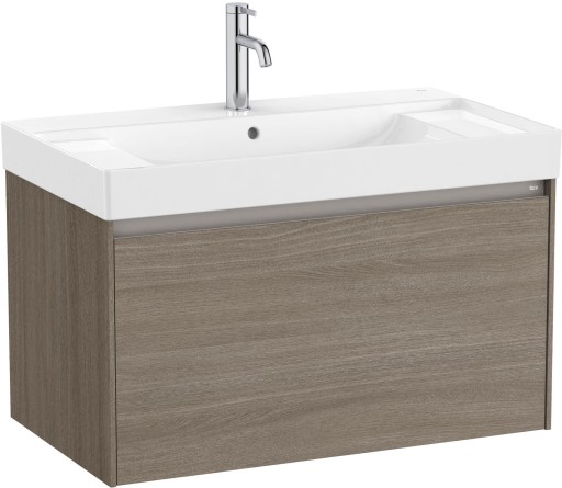 Set mobilier Roca Ona cu dulap baza cu un sertar 80cm si lavoar  ulm inchis
