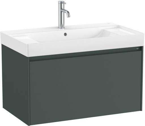 Set mobilier Roca Ona cu dulap baza cu un sertar 80cm si lavoar  verde mat