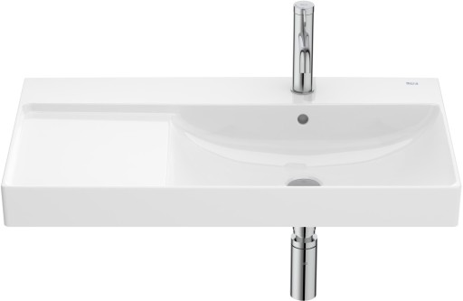 Lavoar asimetric Roca Ona 80x46cm  orientare dreapta  SupraGlaze  alb
