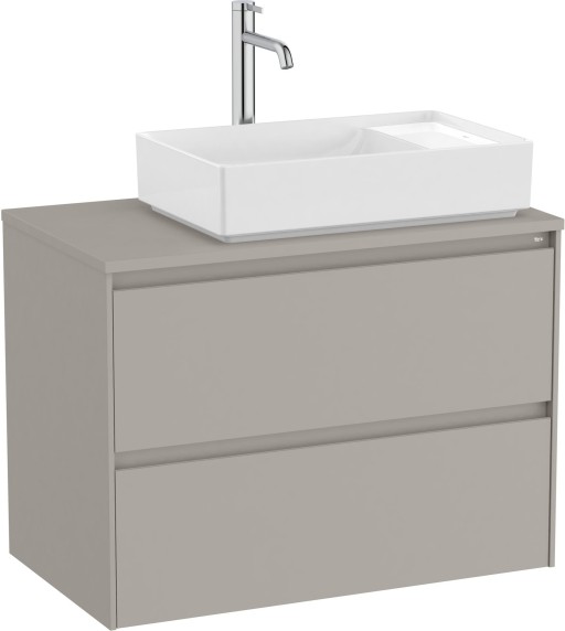 Dulap baza Roca Ona cu doua sertare  80cm  pentru lavoar pe blat dreapta  gri mat