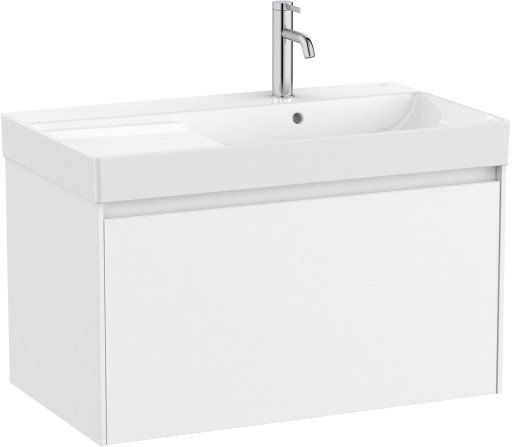 Set mobilier Roca Ona cu dulap baza cu un sertar 80cm si lavoar asimetric orientare dreapta  alb mat