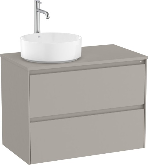 Dulap baza Roca Ona cu doua sertare  80cm  pentru lavoar pe blat stanga  gri mat