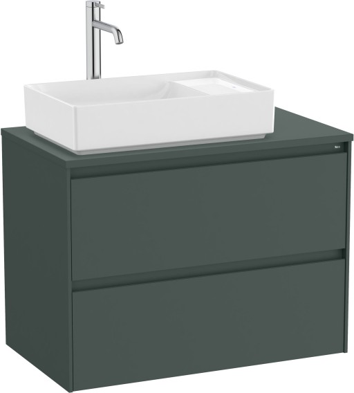 Dulap baza Roca Ona cu doua sertare  80cm  pentru lavoar pe blat stanga  verde mat