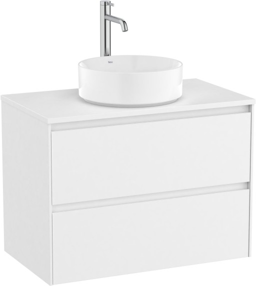 Dulap baza Roca Ona cu doua sertare  80cm  pentru lavoar pe blat  alb mat