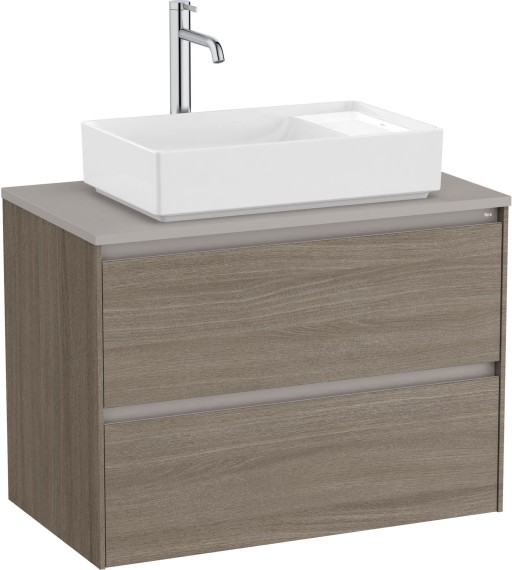 Dulap baza Roca Ona cu doua sertare  80cm  pentru lavoar pe blat  ulm inchis