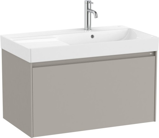 Set mobilier Roca Ona cu dulap baza cu un sertar 80cm si lavoar asimetric orientare dreapta  gri mat