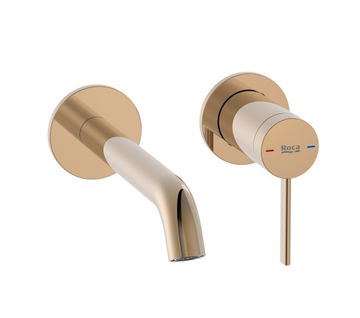 Baterie lavoar Roca Ona din 2 elemente  de perete  necesita corp incastrat  rose gold