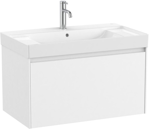 Set mobilier Roca Ona cu dulap baza cu un sertar 80cm si lavoar  alb mat