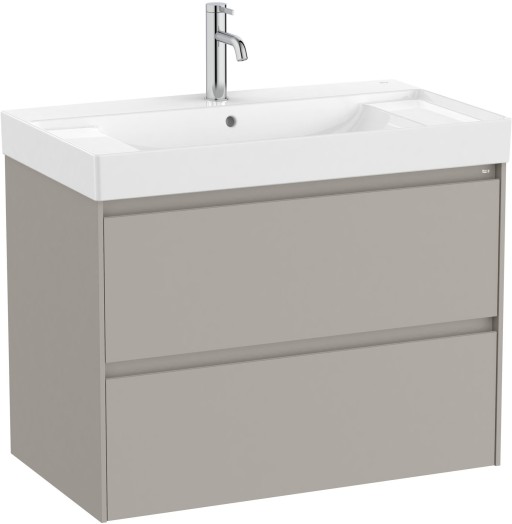 Set mobilier Roca Ona cu dulap baza cu doua sertare 80cm si lavoar  gri mat