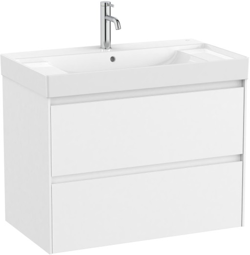 Set mobilier Roca Ona cu dulap baza cu doua sertare 80cm si lavoar  alb mat