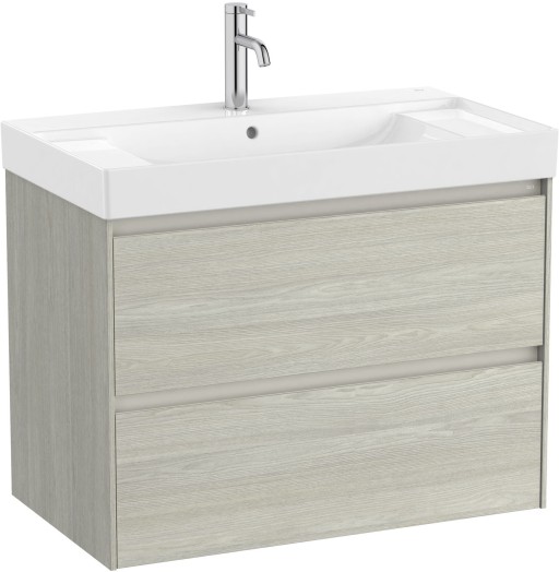 Set mobilier Roca Ona cu dulap baza cu doua sertare 80cm si lavoar  stejar alb