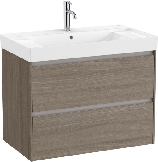 Set mobilier Roca Ona cu dulap baza cu doua sertare 80cm si lavoar  ulm inchis