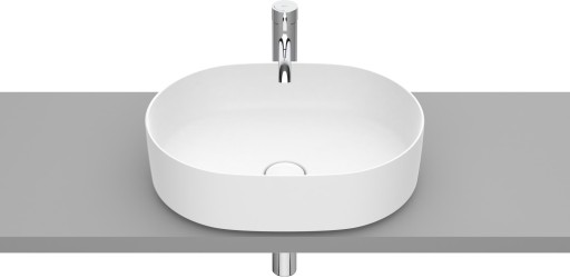Lavoar tip bol Roca Inspira Round 500x370mm  fara orificiu baterie  fara preaplin  montare pe blat  alb mat