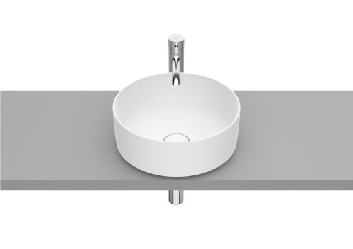 Lavoar tip bol Roca Inspira Round 370x37mm  fara orificiu baterie  fara preaplin  montare pe blat  alb mat